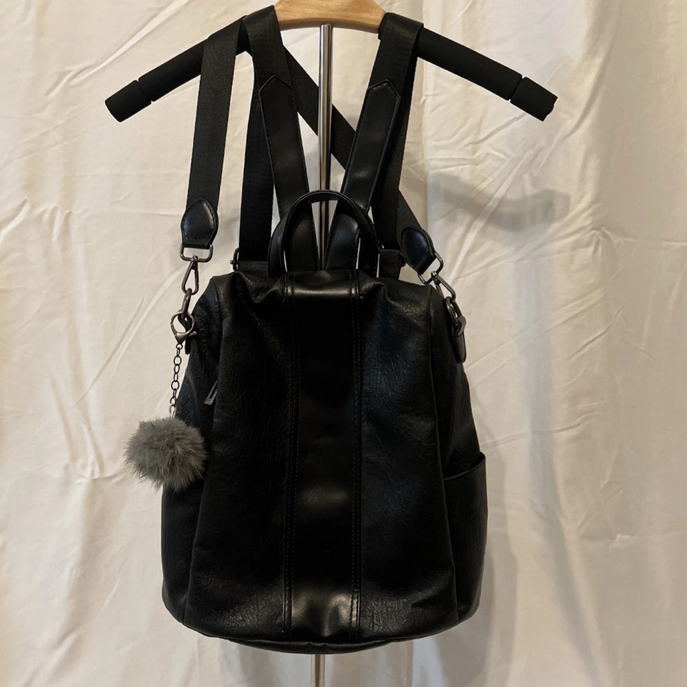 Elegant Black Leather Backpack